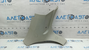Left rear pillar trim panel behind the window for a 11-13 Dodge Journey, 3-row seat, gray, dry-cleanable, scratches