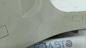 Left rear pillar trim panel behind the window for a 11-13 Dodge Journey, 3-row seat, gray, dry-cleanable, scratches