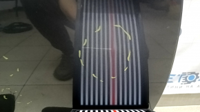 The door is bare, rear right, Toyota Camry v50 12-14, red 3R3, dented, bumped