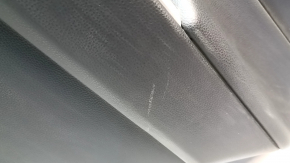 The door trim panel, rear right, Toyota Rav4 19-24, is black, the armrest is black leather, the insert is black plastic, chrome molding, scuffs