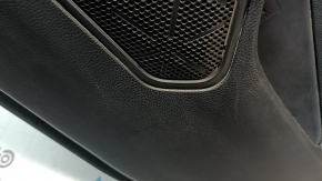 The door trim panel, rear right, Toyota Rav4 19-24, is black, the armrest is black leather, the insert is black plastic, chrome molding, scuffs