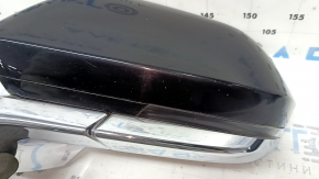 Left side mirror assembly for Lincoln MKZ 17-20, 16 pins, turn signal, heated, projection, auto-folding, auto-dimming, BSM, black, chrome, sand, scratches