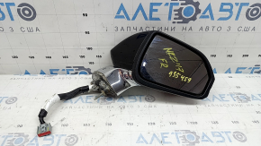 Right side mirror assembly for Lincoln MKZ 17-20, 14 pins, turn signal, heated, projection, auto-folding, black, chrome, scratches