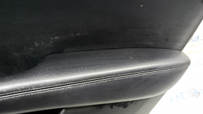 Door trim, rear right card, Lincoln MKZ 17-20, black with black leather insert, black leather armrest, glossy brown wood insert, under the tweeter, with backlight, with handle, scratches, tears,