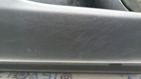 Door panel, front left, Lincoln MKZ 17-20, black with black leather insert, black leather armrest, glossy brown wood insert, with backlight, with handle, scratches, tears, dents