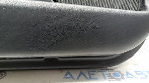 Door panel, front left, Lincoln MKZ 17-20, black with black leather insert, black leather armrest, glossy brown wood insert, with backlight, with handle, scratches, tears, dents