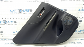 Door trim panel, rear left, Toyota Venza 21-22 XLE, Limited, black leather with gray stitching, dark gray trim, with handle, scratches, abrasions, broken fastener