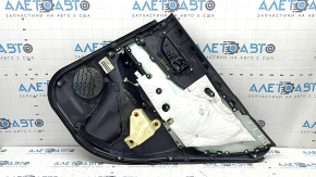 Door trim panel, rear left, Toyota Venza 21-22 XLE, Limited, black leather with gray stitching, dark gray trim, with handle, scratches, abrasions, broken fastener