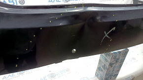 Lincoln MKZ 17-20 rear bumper, bare upper part, for 6 parking sensors, black UM, dented, cracks, scuffed, broken mount