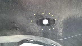Lincoln MKZ 17-20 rear bumper, bare upper part, for 6 parking sensors, black UM, dented, cracks, scuffed, broken mount