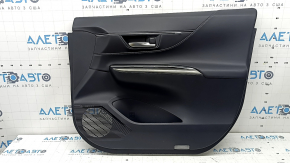 Door trim panel, front right, Toyota Venza 2020 XLE, Limited, black leather with gray stitching, dark gray trim with chrome molding, with handle, scratches, needs cleaning