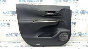 Door trim, front left, Toyota Venza 21-22 XLE, Limited, black leather with gray stitching, with memory seats, dark gray trim, with handle, scratches, whitened plastic