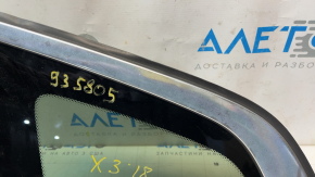 Rear left fixed window glass BMW X3 G01 18-24 with chrome molding, tinted, white coating on chrome