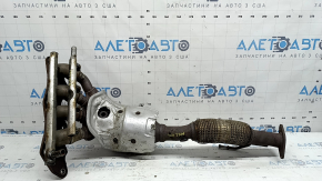 Exhaust manifold with catalytic converter for Lincoln MKZ 17-20 hybrid, with protection, torn mesh, rusty