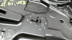 The front left window lift mechanism of a Jeep Renegade 15-23 has broken guides and broken fasteners.