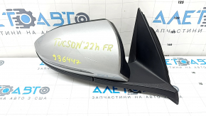 Right side mirror assembly for Hyundai Tucson 22-26, 8 pins, turn signal, heated, BSM, silver