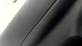 Door trim panel rear left Hyundai Tucson 22-26 black with black fabric insert, black armrest, chrome molding with black gloss, with handle, scratches, scuffed