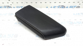 Armrest for VW Jetta 22-26, black leather, white stitching