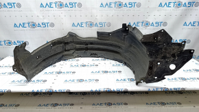 The front left fender liner of a Lexus CT200h 15-17 has torn fasteners.