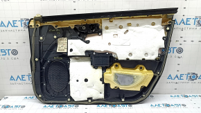 Front left door panel for Lexus CT200h 14-17 black, black leather armrest, beige leather insert, beige molding, chrome handle, scratches, worn, dented