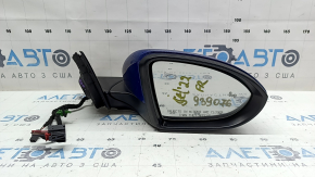 Right side mirror VW Jetta 19-23, 5+2 pins, BSM, heated, blue, chips, worn