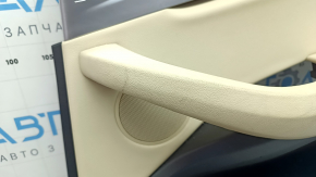 Door trim, rear right card, BMW X3 G01 18-21, beige leather, beige leather insert, gray stitching, wood insert, with handle, dry-cleanable, scratches, tear