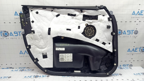 Door trim, front right, BMW X3 G01 18-21, beige leather, beige leather insert, gray stitching, dark oak Perlglanz Chrom wood insert, with handle, with lock button, scratches, needs cleaning