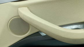 Door trim, front right, BMW X3 G01 18-21, beige leather, beige leather insert, gray stitching, dark oak Perlglanz Chrom wood insert, with handle, with lock button, scratches, needs cleaning
