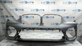 Bare front bumper BMW X3 G01 18-21 for parking sensors, without a camera, silver, broken, sand, broken fasteners