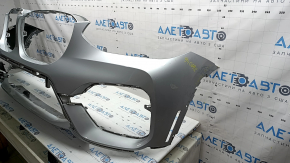 Bare front bumper BMW X3 G01 18-21 for parking sensors, without a camera, silver, broken, sand, broken fasteners