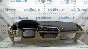 Front dashboard with AIRBAG BMW X3 G01 18-21 black and beige, without projection, with overlays and a central deflector, swollen varnish