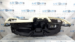 Front dashboard with AIRBAG BMW X3 G01 18-21 black and beige, without projection, with overlays and a central deflector, swollen varnish