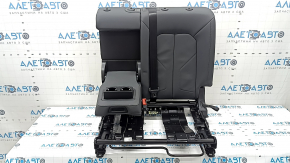 Rear seat backrest, 2nd row, left, Audi Q3 83A 19-25, with frame, black leather with black stitching, with armrest, with black seat belt, dent