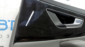 Door trim panel rear right Audi Q7 20-24 gray leather, gray leather insert, gray leather armrest, trim panel black gloss and dark wood, Bang & Olufsen, with handle, scratches