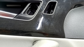 Front left door panel for Audi Q7 20-24, gray leather, gray leather insert, gray leather armrest, glossy black and dark wood trim, Bang & Olufsen, with handle, scratches, dry-cleanable, burn marks