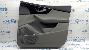 Front right door panel for Audi Q7 20-24, gray leather, gray leather insert, gray leather armrest, glossy black and dark wood trim, Bang & Olufsen, with handle, scratches, tears
