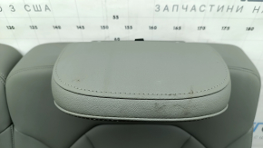 The back of the rear 3rd row of seats for the Audi Q7 20-24, gray leather, with headrests, latches and bracket, tears, scratches on the plastic, dry-cleanable