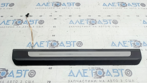 Front right outer door sill trim for Audi Q7 16-26, black with chrome, backlit, scratches