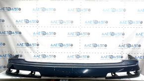 The rear bumper, bare upper part, Audi Q7 16-26, blue, cracked, scratches, cracked mount