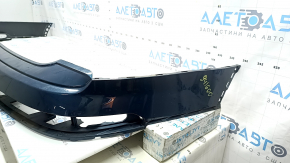 The rear bumper, bare upper part, Audi Q7 16-26, blue, cracked, scratches, cracked mount