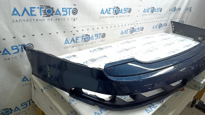 The rear bumper, bare upper part, Audi Q7 16-26, blue, cracked, scratches, cracked mount