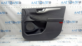 Front right door panel for Ford Escape MK4 20-22, type 2, black, black leather armrest, gray molding, with chrome handle, scratches
