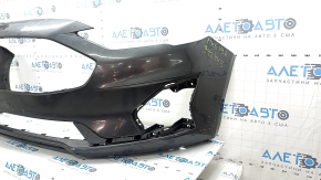 Front bumper, bare, Ford Fusion mk5 19-20, without parking sensors and tow hook, graphite, dented, scratches, non-standard holes, crack, tear, broken mount