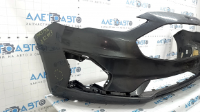 Front bumper, bare, Ford Fusion mk5 19-20, without parking sensors and tow hook, graphite, dented, scratches, non-standard holes, crack, tear, broken mount