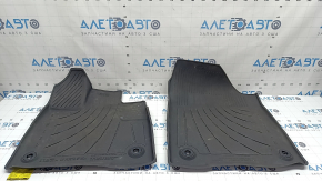 Set of black rubber interior floor mats for Toyota Sienna 21-26, 8 seats, driver's mat is worn, missing fasteners
