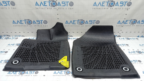 Set of black rubber interior floor mats for Toyota Sienna 21-26, 8 seats, driver's mat is worn, missing fasteners