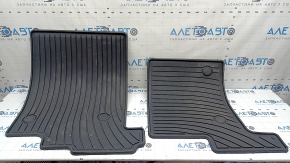 Set of black rubber interior floor mats for Toyota Sienna 21-26, 8 seats, driver's mat is worn, missing fasteners