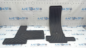 Set of black rubber interior floor mats for Toyota Sienna 21-26, 8 seats, driver's mat is worn, missing fasteners