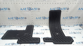 Set of black rubber interior floor mats for Toyota Sienna 21-26, 8 seats, driver's mat is worn, missing fasteners
