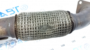 Honda Accord 23-26 hybrid exhaust pipe has a torn mesh and a dented corrugated pipe.